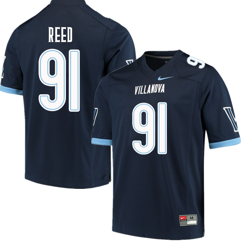 Men #91 Datrell Reed Villanova Wildcats College Football Jerseys Sale-Navy